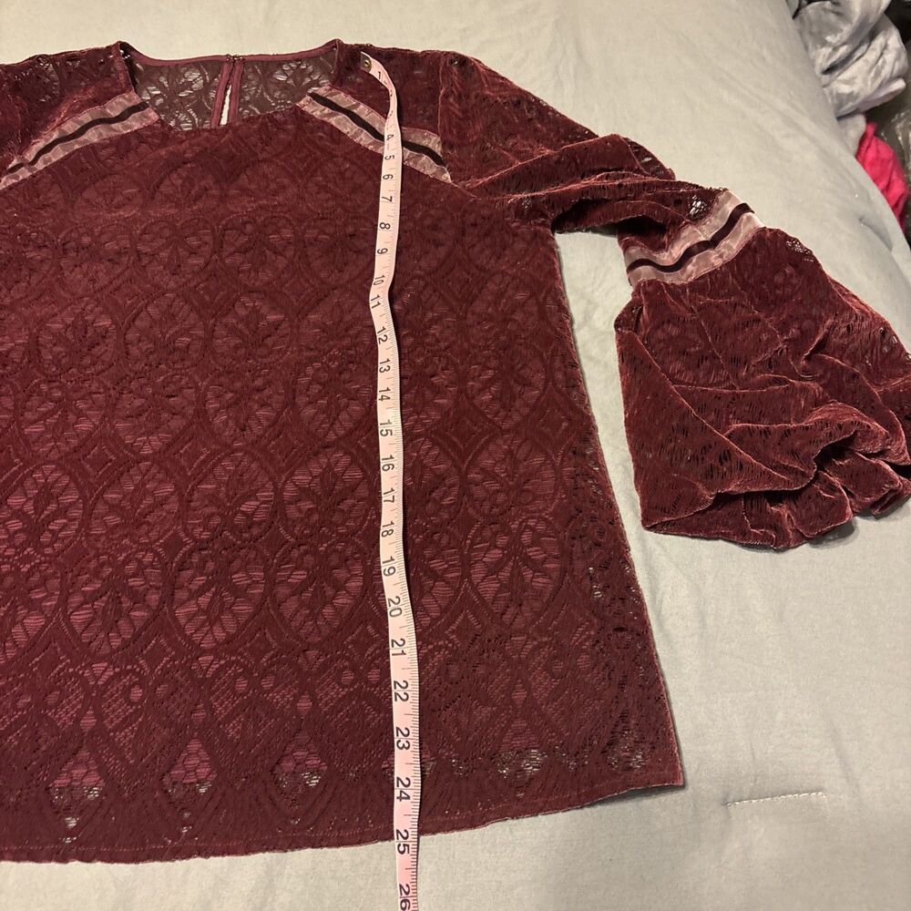Laundry By Shelli Segal Maroon Lace Top Medium. Lined. goth - Picture 4 of 10
